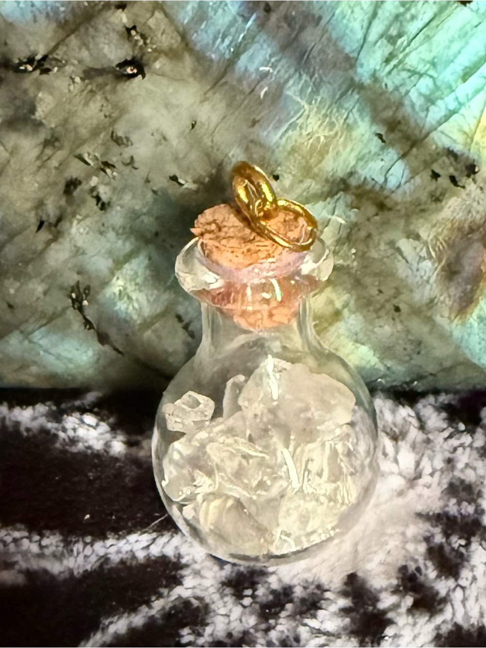 Clear Quartz Mini Glass Vial Pendant